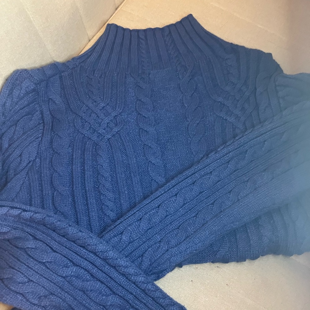 Women's Blue Cable Knit Sweater